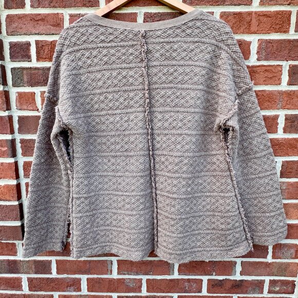 Dylan Chunky Vneck Sweater Large Brown Neutral Fisherman Coastal Grandma - Picture 4 of 9